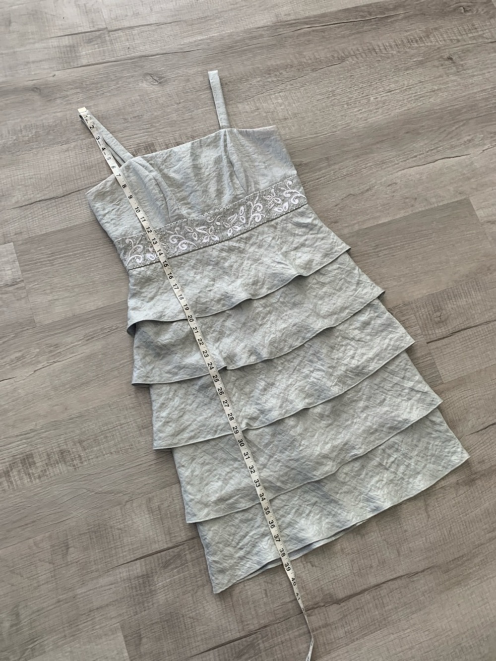 R&M Richards Light Gray Tiered Midi Dress with Cropped Jacket - Picture 13 of 16